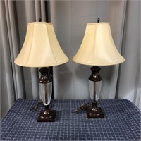 J3 2Pc 29 Inch tall Lamps table Glass/ metal `