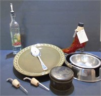 Lot Decorative Oil Jars & Platter