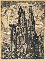 Birger Sandzen "The Great Spires" Woodblock Print