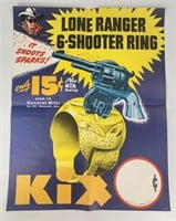 ORIGINAL KIX LONE RANGER 6-SHOOTER ADVT. POSTER