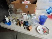 BIG LOT GLASSWARE ,BELLS, CANISTERS,CANDY DISH
