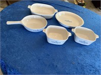 Corningware casserole, pie plate, skillet & 2