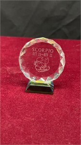 Clear Glass "Scorpio" Zodiac Paper Weight