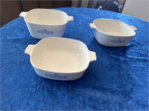 Corningware bowls (3) & lids