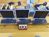 3 HP Monitors and 3 Keyboards