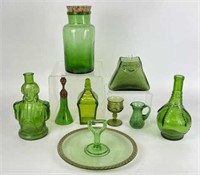 Assortment of Green Glass- Vaseline