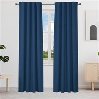 Linen Blackout Curtains Set, 42x84 inch - Navy