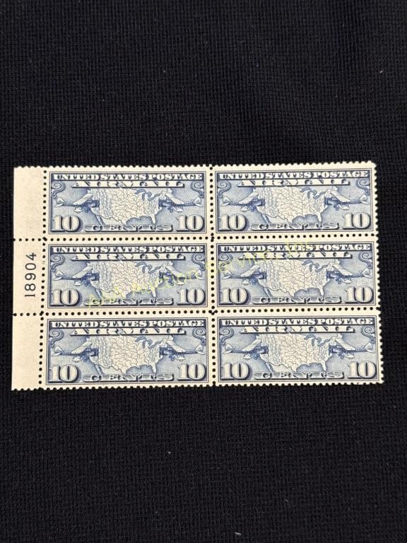 SC# C7 1926 U.S. 10 Cents Airmail block of 6