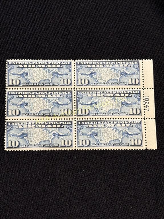 SC# C7 1926 U.S. 10 Cents Airmail block of 6
