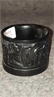 Carved Salish cup 2.25 in by 3 in