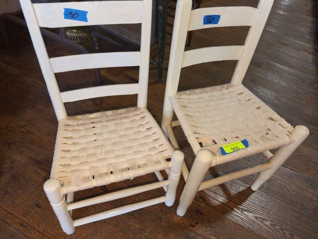 Two larger wooden doll chairs