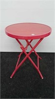 SMALL RED FOLDING PATIO SIDE TABLE