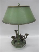 Vtg Brass Table Lamp w/ Candlestick Holders