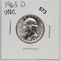 1963-D UNC 90% Silver Wash Quarter