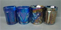 4 Contemporary Carnival Glass Tumblers