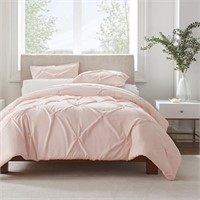 R2615  Serta Simply Clean Pleated Duvet Set, Blush