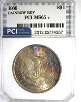 1886 Morgan PCI MS65+ Rainbow Rev