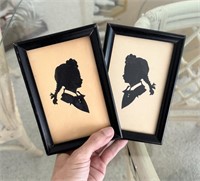 Two Small Vintage Silhouettes Framed