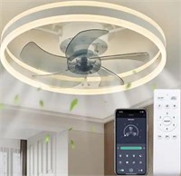 20 in. LED Indoor White Ceiling Fan with Modern