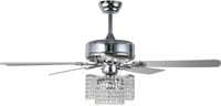 52 in. Chrome Crystal Ceiling Fan with Light Kit