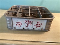 Metal 7-Up bottle tray
