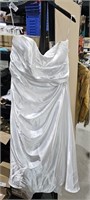 Long White Dress w/ Train Rhinestone Decoration