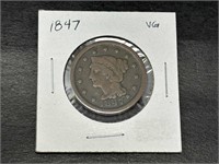 1847 Large Cent VG