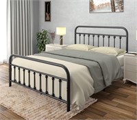 Queen Metal Bed Frame  Wrought Iron  Black