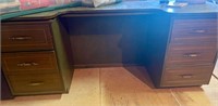 large wooden handmade vintage desk stained green