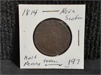 1814 Nova Scotia Half Penny Token