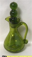 MCM Rainbow Green Crackle Glass Cruet w/Stopper