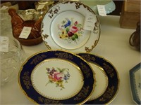 3 hand decorated rose plates.