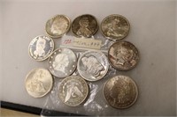 (10) Misc. 1 oz. .999 Silver rounds