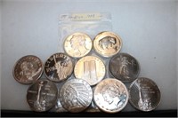 (10) Misc. 1 oz. .999 Silver rounds