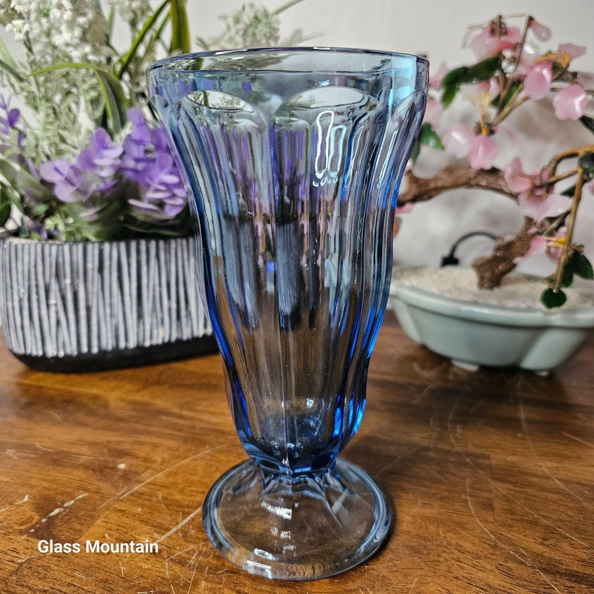 Vintage Blue Milkshake Parfait Sundae Glass