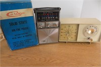 Vintage GE Clock Radio & AM FM Police Radio