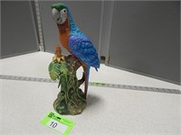 Blue & Gold Macaw parrot; 13" tall; ceramic