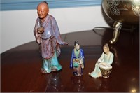 Chinese mudman figurine (thumb missing) and 2