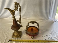 2 Pieces Gold Toned Victorian Style Table Decor