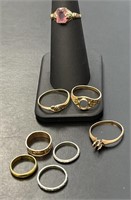 Eight Small Gold Rings