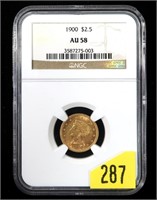 1900 $2.50 Gold Liberty Quarter Eagle, NGC slab