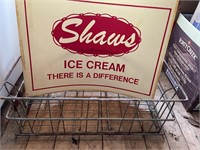 Shaws Ice Cream Wire Basket/Sign
