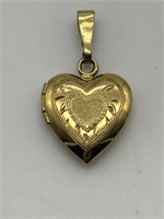 12K GF Tiny Etched Heart Locket Charm