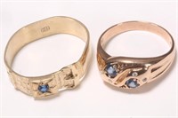 Two 9ct Gold Blue Stone Rings,