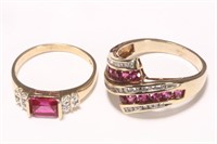 Two Gold, Ruby and Diamond Rings,