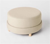 Wilmington Upholstered Round Ottoman Linen