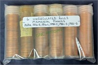 Coins - six complete uncirculated rolls, memorial