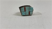 Inlayed Turquoise Sterling Silver Native A