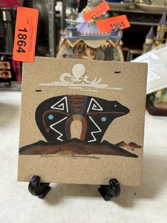 NAVAJO SAND ART PLAQUE W STAND