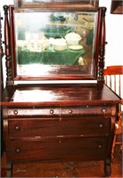 Mahogany Empire Style Dresser w/ Mirror